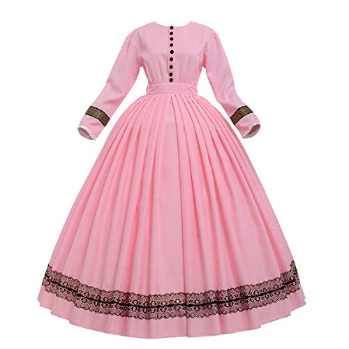 GRACEART Damen 1860s Viktorianisches Kleid Rokoko Party Kostüm (pink, L) von GRACEART