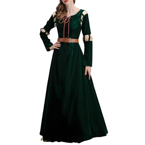GRACEART Damen Brave Prinzessin Kleid Merida Cosplay Kleid Halloween Renaissance Mittelalter Kostüm Grün Court Outfit, grün, L von GRACEART