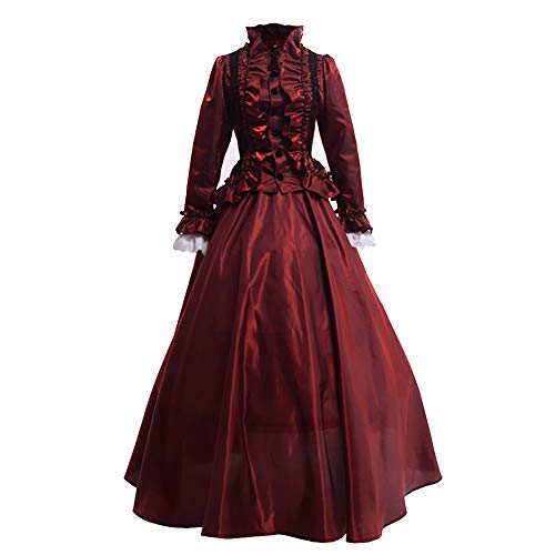 GRACEART Damen Gothic Viktorianisches Kleid Renaissance Maxi Kostüm (L, Rot) von GRACEART