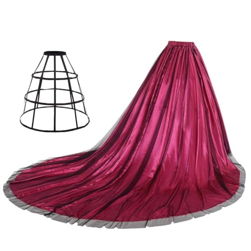 GRACEART Damen Lange Retro Maxi Tüll Rock Brautkleider Unterrock Überrock (Rose rot) von GRACEART