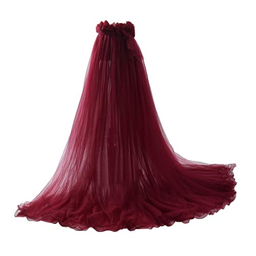 GRACEART Damen Lange Tüll Röcke Abschlussball Abend Rock Elastic Bund Tutu (Weinrot) von GRACEART