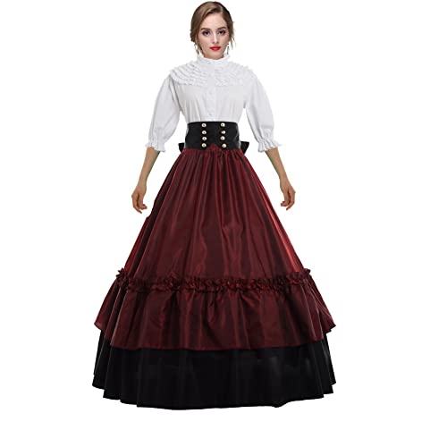 GRACEART Damen Renaissance Mittelalter Kleid Viktorianischen Königin Party Kostüm (L, Weinrot) von GRACEART