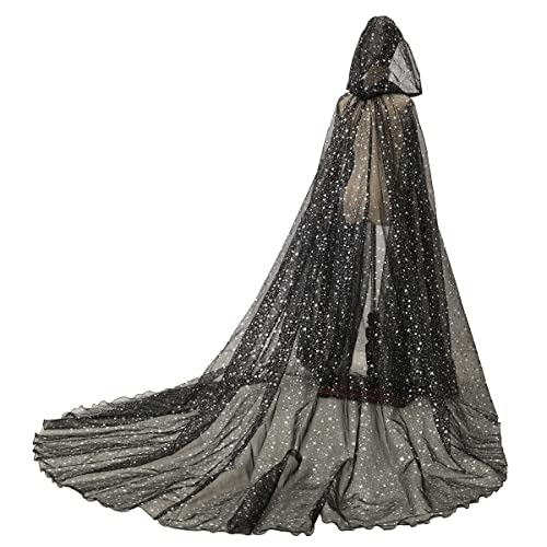 GRACEART Damen Tüll Umhang Hochzeit Mantel mit Kapuze Lange Jacke Braut Wraps Cape von GRACEART