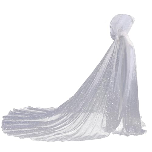 GRACEART Damen Tüll Umhang Hochzeit Mantel mit Kapuze Lange Jacke Braut Wraps Cape von GRACEART