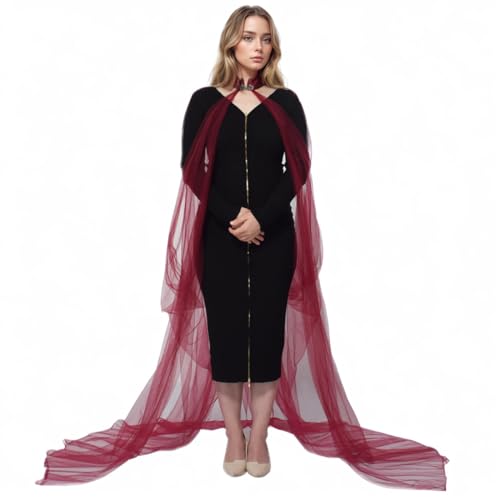 GRACEART Damen Umhang Wraps Cape Elfe Mäntel Elfenkönigin Prinzessin Halloween Kap Bridal (rot, Halsumfang：L) von GRACEART