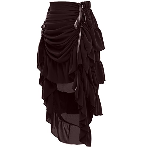 GRACEART Damen Steampunk Rock Piratenrock Hoch Tiefer Rock (DE/NL/SE/PL, Alphanumerisch, L, Regular, Regular, Braun) von GRACEART