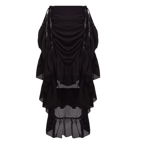 GRACEART Damen Steampunk Rock Piratenrock Hoch Tiefer Rock (DE/NL/SE/PL, Alphanumerisch, XL, Regular, Regular, Schwarz) von GRACEART