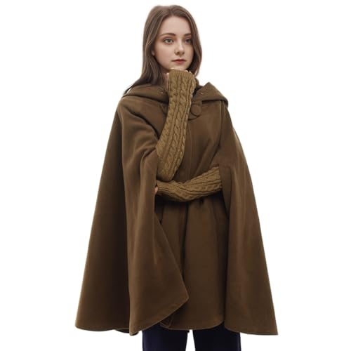 GRACEART Gothic Mittelalter Unisex Poncho Cape Fledermaus Shal Umhang Überwurf (Kurz- Armeegrün) von GRACEART