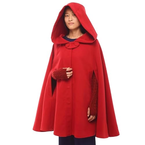 GRACEART Gothic Mittelalter Unisex Poncho Cape Fledermaus Shal Umhang Überwurf (Kurz- rot) von GRACEART