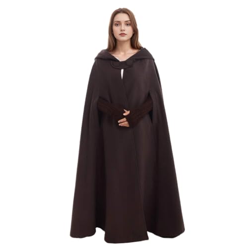 GRACEART Gothic Mittelalter Unisex Poncho Cape Fledermaus Shal Umhang Überwurf (Lang- Kaffee) von GRACEART