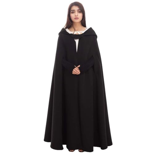 GRACEART Gothic Mittelalter Unisex Poncho Cape Fledermaus Shal Umhang Überwurf (Lang- Schwarz) von GRACEART