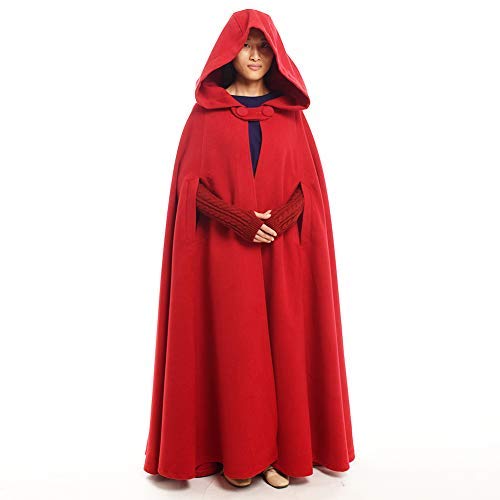 GRACEART Gothic Mittelalter Unisex Poncho Cape Fledermaus Shal Umhang Überwurf (Lang- rot) von GRACEART