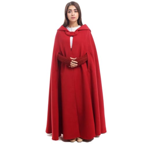 GRACEART Gothic Mittelalter Unisex Poncho Cape Fledermaus Shal Umhang Überwurf (Lang- rot) von GRACEART