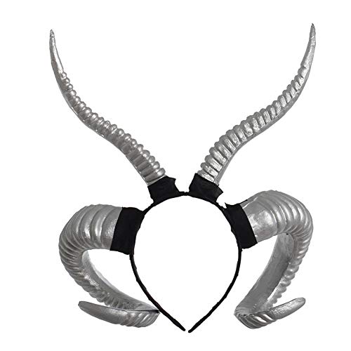 GRACEART Halloween Gothik RAM Hörner Stirnband Haar Zubehör Verkleidung Kopfschmuck (Silber-) von GRACEART