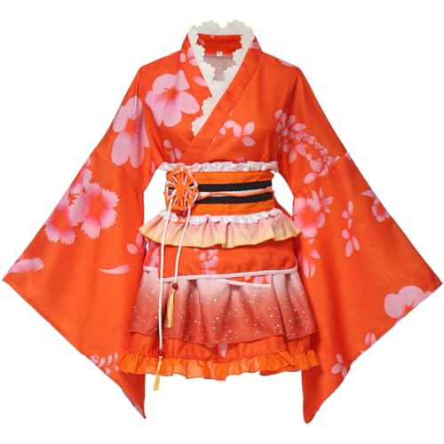 GRACEART Japanischer Kimono Robe Anime Cosplay Kostüm Kleid (L, Orange) von GRACEART