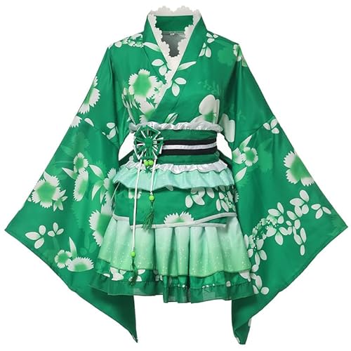 GRACEART Japanischer Kimono Robe Anime Cosplay Kostüm Kleid (XXL, Grün) von GRACEART