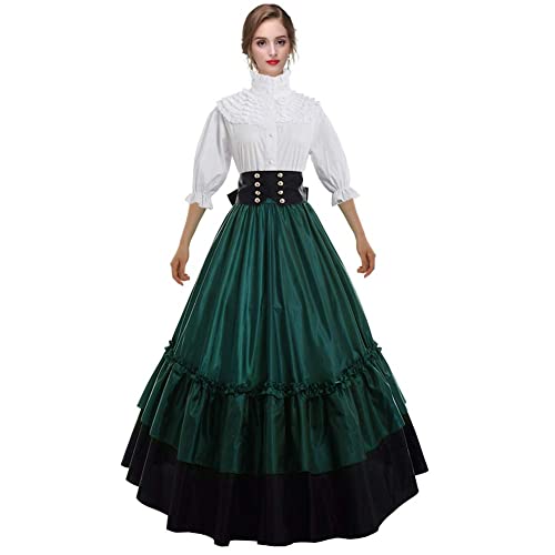 GRACEART Mittelalterliches Kostüm für Damen, viktorianisch, Vintage-Stil, Retro-Kostüm, grün, XX-Large von GRACEART