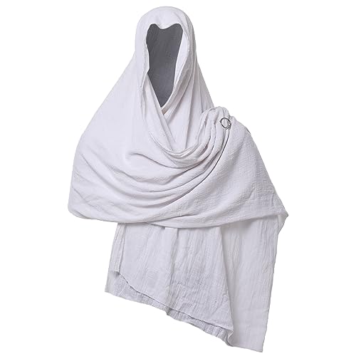 GRACEART Schal Schal Hood Flügelpuppe Mittelalter Zauberer Kostüm Wrap Umhang mit Brosche Pin, weiß, One Size von GRACEART