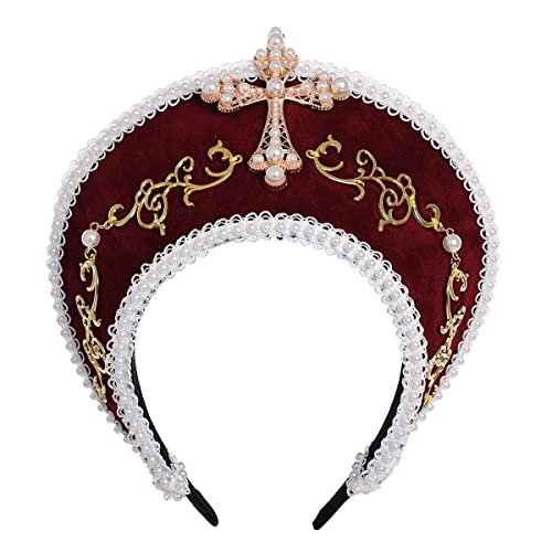 GRACEART Anne Boleyn Hut Kopfbedeckung Elizabethanische Kopfbedeckung Tudor Coronet Hood Hat, Stil 1, 38 von GRACEART