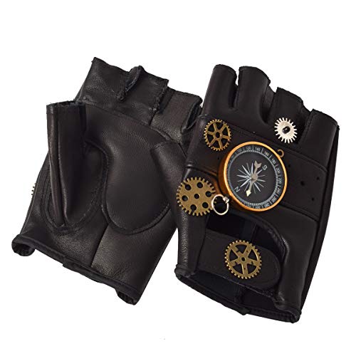 GRACEART Steampunk-Handschuhe für Herren, fingerlos Gr (Kompass) von GRACEART