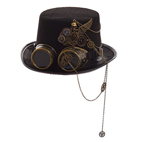 GRACEART Unisex Steampunk Hut Steampunk Zylinder Hut Steampunk Hut für Männer oder Frauen (DE/NL/SE/PL, Alphanumerisch, L, Style-10) von GRACEART