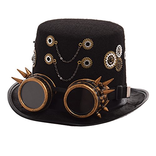 GRACEART Unisex Steampunk Hut Steampunk Zylinder Hut Steampunk Hut für Männer oder Frauen (DE/NL/SE/PL, Alphanumerisch, L, Style-12) von GRACEART