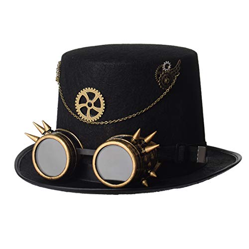 GRACEART Unisex Steampunk Hut Steampunk Zylinder Hut Steampunk Hut für Männer oder Frauen (DE/NL/SE/PL, Alphanumerisch, L, Style-35) von GRACEART