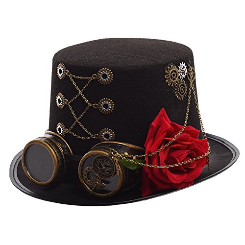 GRACEART Unisex Steampunk Hut Steampunk Zylinder Hut für Männer oder Frauen (DE/NL/SE/PL, Alphanumerisch, L, Style-01) von GRACEART
