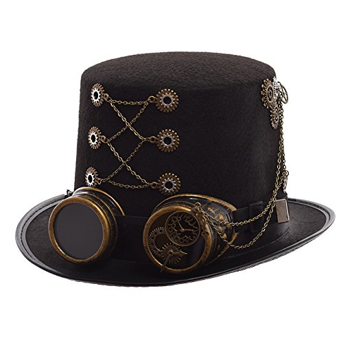 GRACEART Unisex Steampunk Hut Steampunk Zylinder Hut für Männer oder Frauen (DE/NL/SE/PL, Alphanumerisch, L, Style-02) von GRACEART