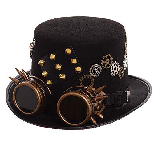 GRACEART Unisex Steampunk Hut Steampunk Zylinder Hut für Männer oder Frauen (DE/NL/SE/PL, Alphanumerisch, L, Style-04) von GRACEART