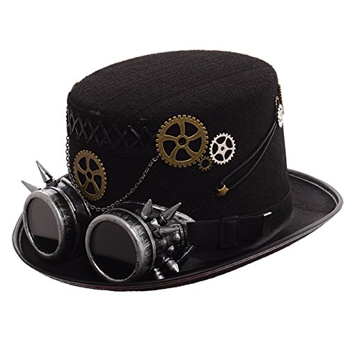 GRACEART Unisex Steampunk Hut Steampunk Zylinder Hut für Männer oder Frauen (DE/NL/SE/PL, Alphanumerisch, L, Style-08) von GRACEART