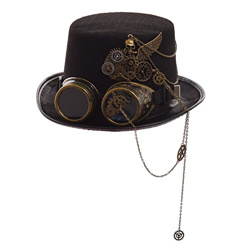 GRACEART Unisex Steampunk Hut Steampunk Zylinder Hut für Männer oder Frauen (DE/NL/SE/PL, Alphanumerisch, L, Style-10) von GRACEART