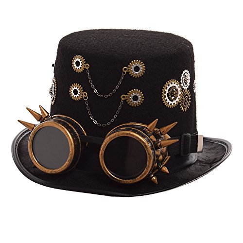 GRACEART Unisex Steampunk Hut Steampunk Zylinder Hut für Männer oder Frauen (DE/NL/SE/PL, Alphanumerisch, L, Style-12) von GRACEART