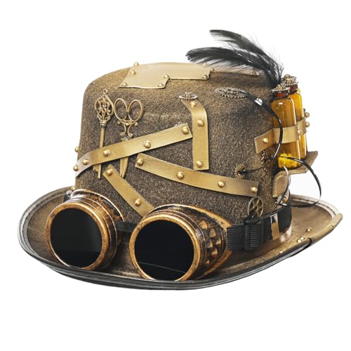 GRACEART Unisex Steampunk Hut Steampunk Zylinder Hut für Männer oder Frauen (DE/NL/SE/PL, Alphanumerisch, L, Style-26) von GRACEART