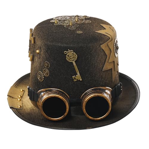 GRACEART Unisex Steampunk Hut Steampunk Zylinder Hut für Männer oder Frauen (DE/NL/SE/PL, Alphanumerisch, L, Style-27) von GRACEART