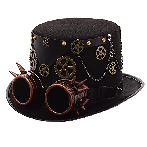 GRACEART Unisex Steampunk Hut Steampunk Zylinder Hut für Männer oder Frauen (DE/NL/SE/PL, Alphanumerisch, M, Style-07) von GRACEART