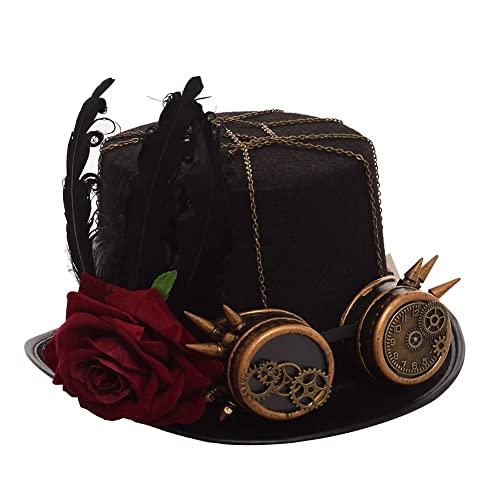 GRACEART Unisex Steampunk Hut Steampunk Zylinder Hut für Männer oder Frauen (DE/NL/SE/PL, Alphanumerisch, M, Style-13) von GRACEART