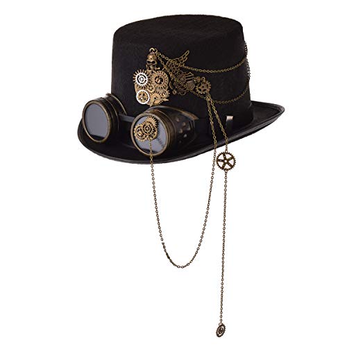 GRACEART Unisex Steampunk Hut Steampunk Zylinder Hut für Männer oder Frauen (DE/NL/SE/PL, Alphanumerisch, M, Style-15) von GRACEART