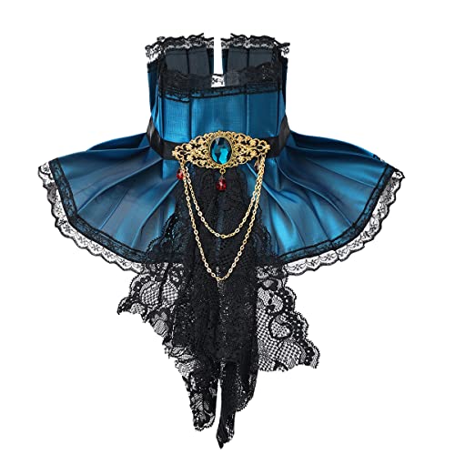 GRACEART Viktorianisch Jabot Halsband Hals Rüschen (Blau) von GRACEART