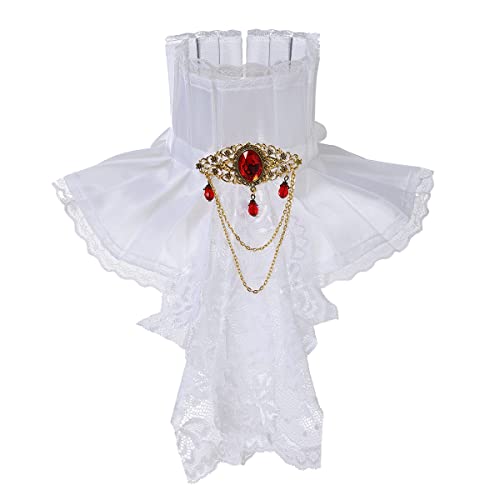 GRACEART Viktorianisch Jabot Halsband Hals Rüschen (Weiß) von GRACEART
