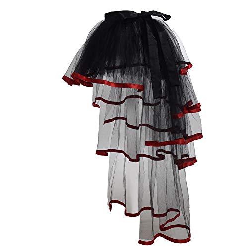 GRACEART Viktorianisch Steampunk Schwarz Geschäftigkeit Tutu Gürtel Spitze Unterrock (Rot Saum) von GRACEART