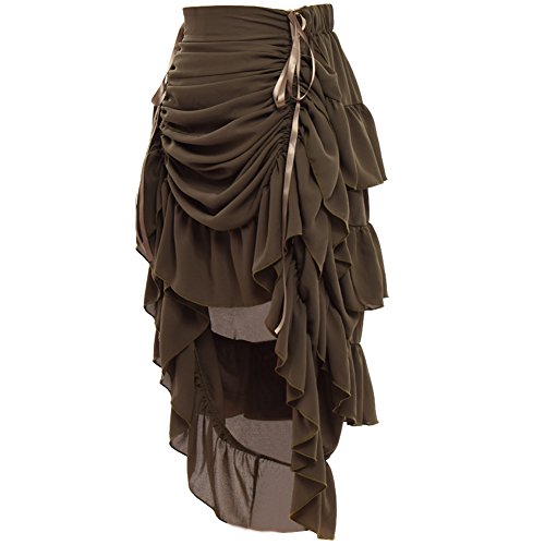 GRACEART Damen Steampunk Rock Piratenrock Hoch Tiefer Rock (DE/NL/SE/PL, Alphanumerisch, L, Regular, Regular, Army Green) von GRACEART