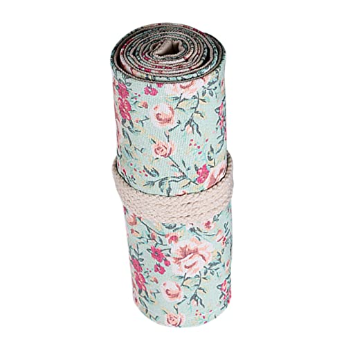 GRADENEVE Große Stifte Organizer Tasche Aus Segeltuch Mit Blumenmuster Tragbare Wickelstifthalter Mit Fächern Für Bleistifte Kugelschreiber Und Marker von GRADENEVE