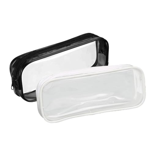 GRADENEVE 2 Stück Leichte Transparente Stifttaschen mit Reißverschluss Wasserfest Multifunktionale Kosmetiktaschen und Federmäppchen für Reise und Alltag Schwarz und Weiß von GRADENEVE