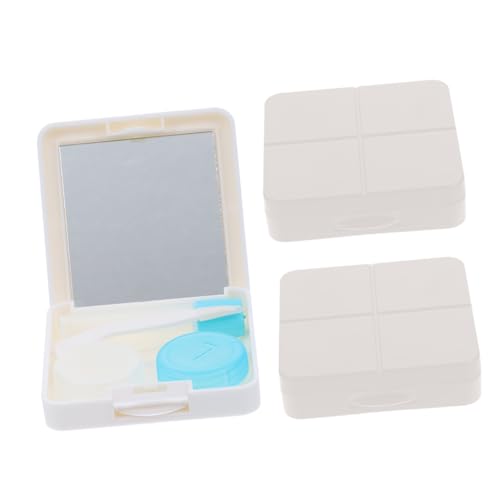 GRADENEVE 3 Sets Augenpupillen Begleitbox Linsen Aufbewahrungsbehälter Damen Kontaktlinsenbehälter Kontaktlinsenbehälter Kontaktlinsenhalter Kontaktlinsenwerkzeug Linsenbehälter Mit Spiegel von GRADENEVE