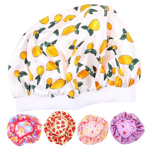 GRADENEVE 5pcs Kinder Motorhaube Schlaf Kappe Satin Kappe Für Schlafen Elastische Band Bad Hut von GRADENEVE