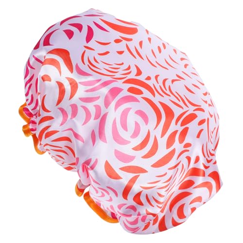 GRADENEVE Duschhaube Für Damen Wiederverwendbare Duschhaube Aus Satin Extra Große Doppellagige Wasserdichte Für Langes Haar Bequeme Zum Baden von GRADENEVE