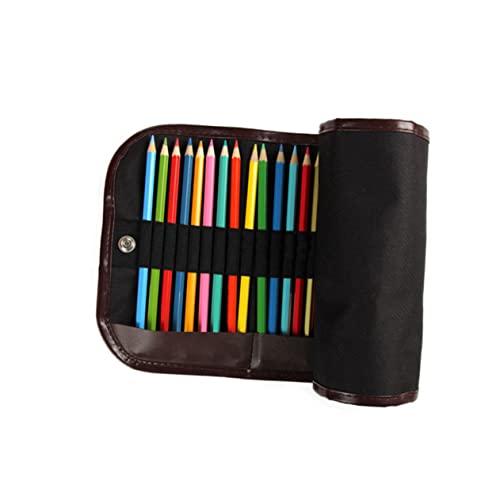 GRADENEVE Rolle up Federmäppchen 48 Slots Stift Organizer Aus Schwarzem Canvas Kompakte Stifthülle Für Künstler Waschbar Und Leicht Für Reisen Und Schule von GRADENEVE