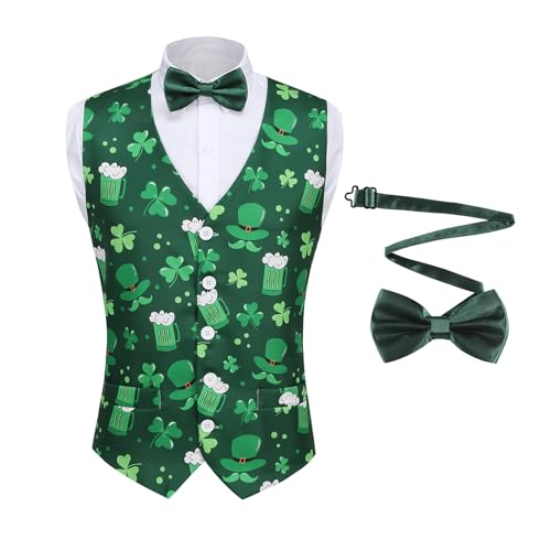 GRAJTCIN Herren Karneval Weste - Festliches Erwachsenenkostüm 3D-Druck Weihnachtsweste Weihnachten Urlaub Saison Party Westen, St. Patrick's Day, Medium von GRAJTCIN