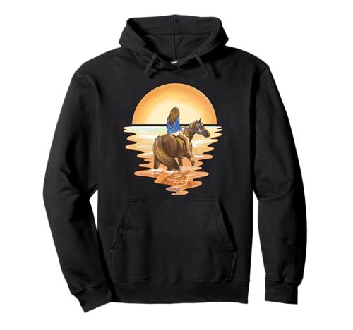 Mädchen reitet in den Sonnenuntergang Pferd Pferde Pullover Hoodie von GRAKIMO Pferde